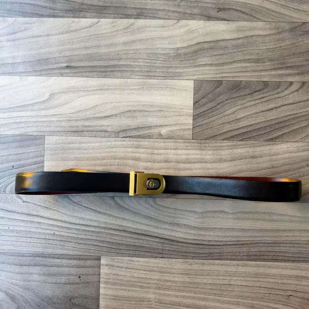 Rotary International Italian Leather Belt 110cm Gold Tone Buckle